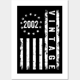 22 Years Old Gifts Vintage 2002 American Flag 22nd Birthday Posters and Art